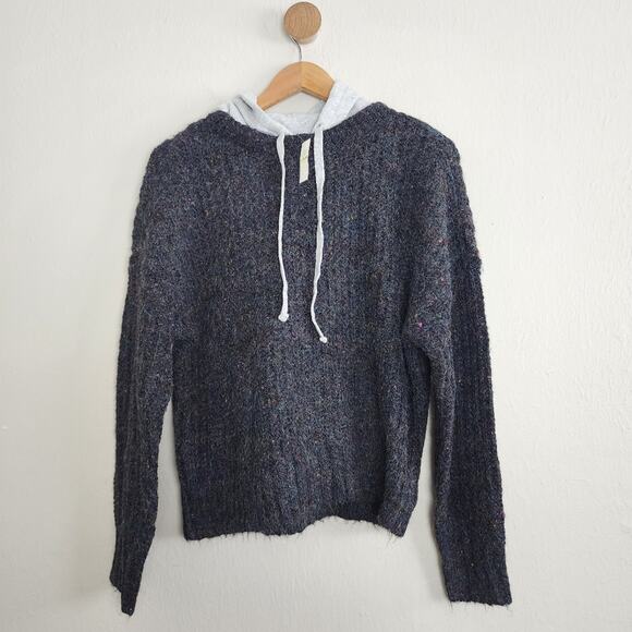 Aerie Offline Ribbed Sweater Hoodie NWT - Charcoal Gray XS - Picture 2 of 12